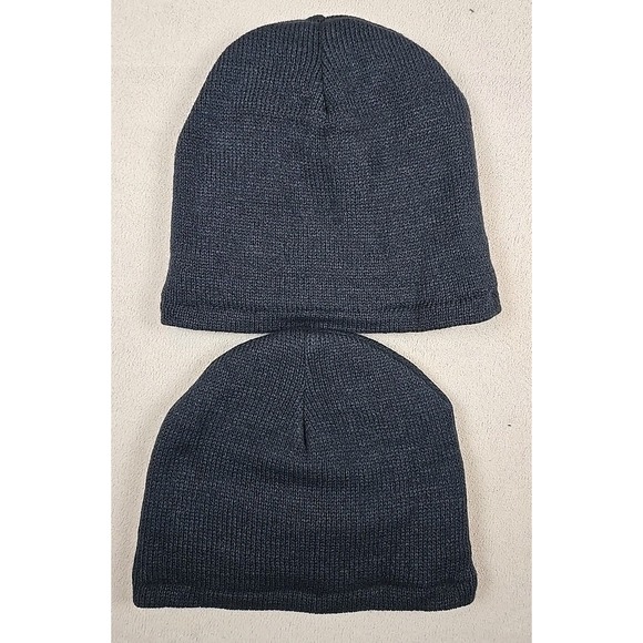 Set Of 2 Port & Company CP91L Navy Fleece Lined  Beanie Unisex Winter Hat - Picture 3 of 5